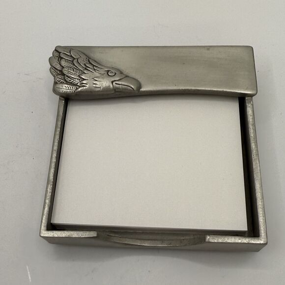 Pewter Eagle Memo Pad Holder And Card Holder - Picture 2 of 8
